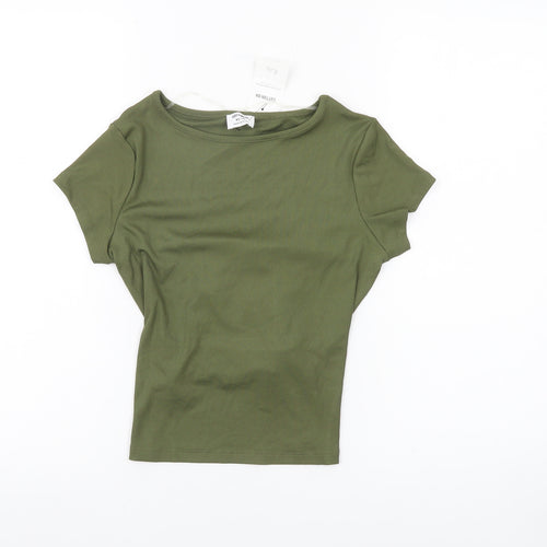 Cotton On Womens Green XS Cropped Slim Fit T-Shirt Summer Casual