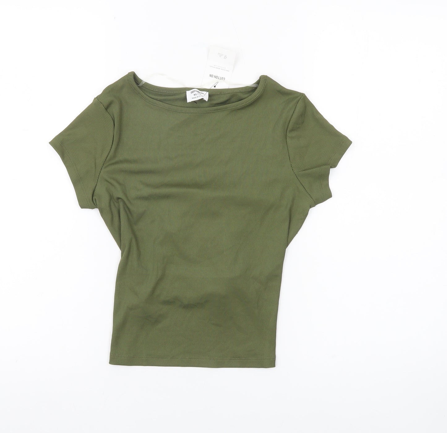 Cotton On Womens Green XS Cropped Slim Fit T-Shirt Summer Casual