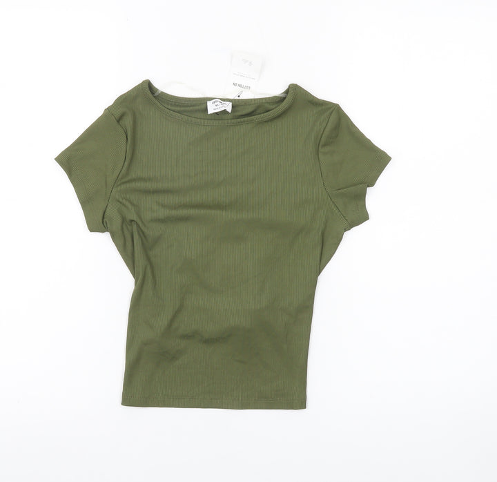 Cotton On Womens Green XS Cropped Slim Fit T-Shirt Summer Casual