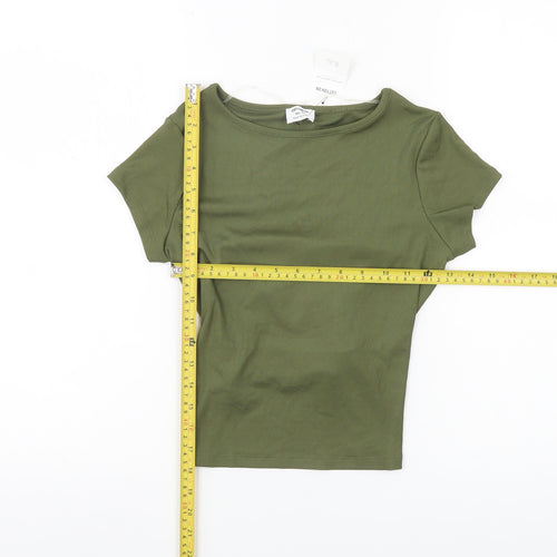 Cotton On Womens Green XS Cropped Slim Fit T-Shirt Summer Casual