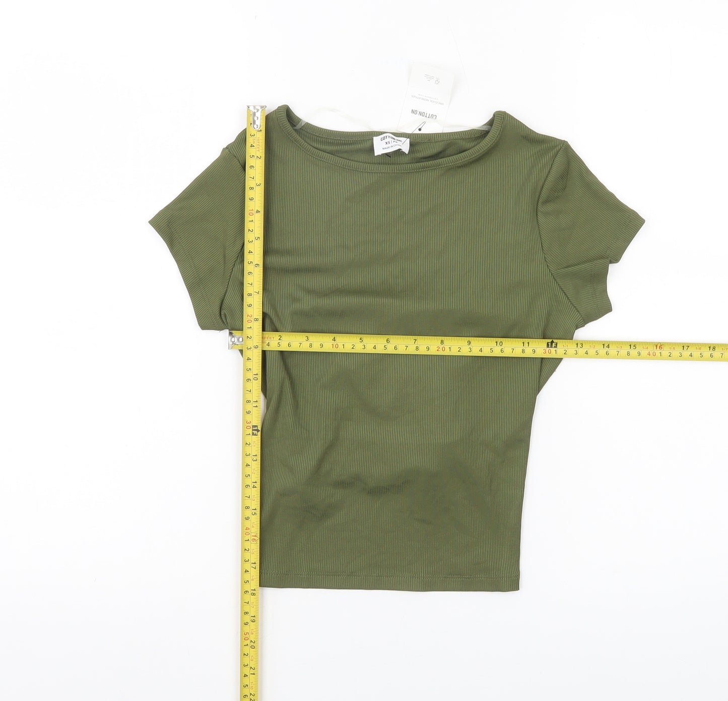 Cotton On Womens Green XS Cropped Slim Fit T-Shirt Summer Casual