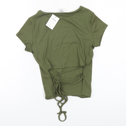 Cotton On Womens Green XS Cropped Slim Fit T-Shirt Summer Casual