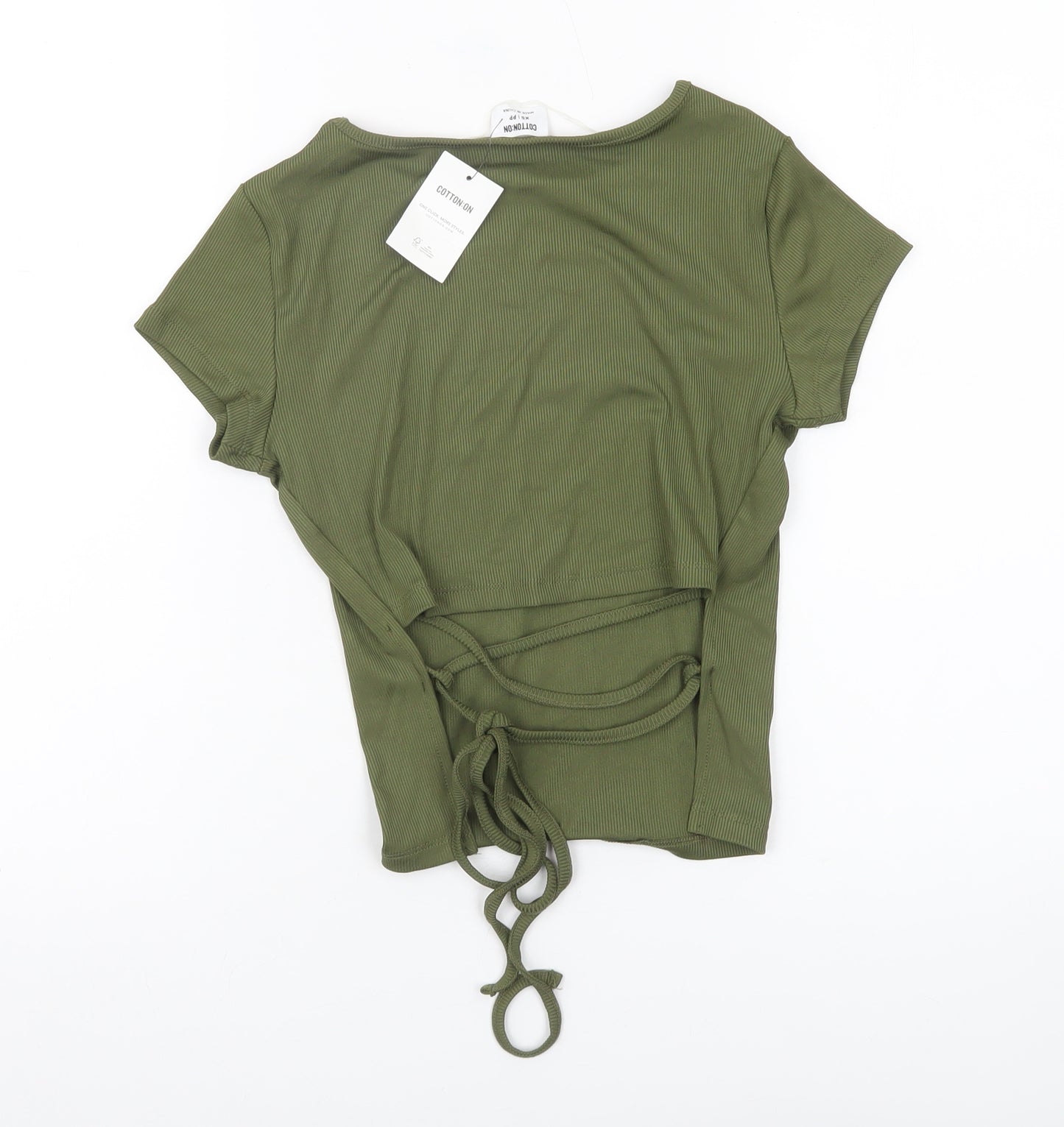 Cotton On Womens Green XS Cropped Slim Fit T-Shirt Summer Casual