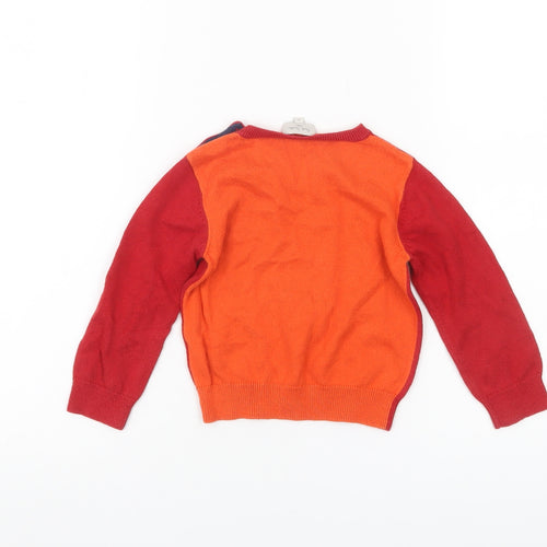 Paul Smith Boys Red V-Neck Pullover Jumper 2 Years Long Sleeve Cotton