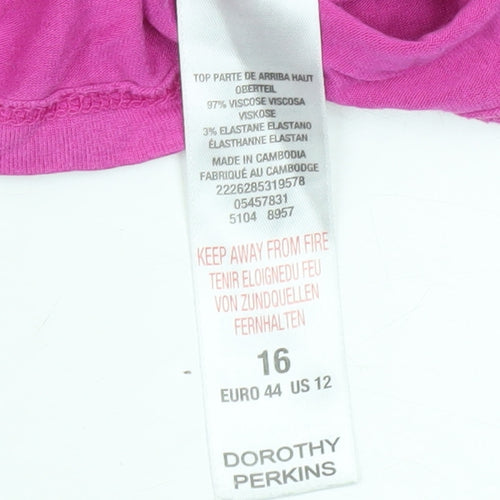 Dorothy Perkins Women’s Pink Size 16 Long Sleeve Jersey Top