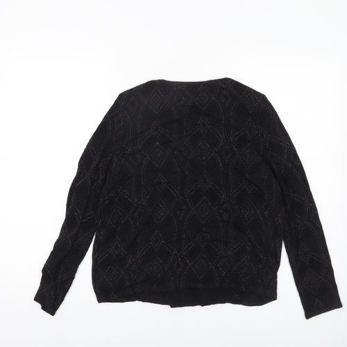 Wallis Womens Black Glitter Geometric Long Sleeve Tunic Blouse Size S
