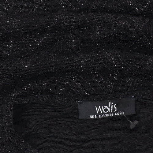 Wallis Womens Black Glitter Geometric Long Sleeve Tunic Blouse Size S