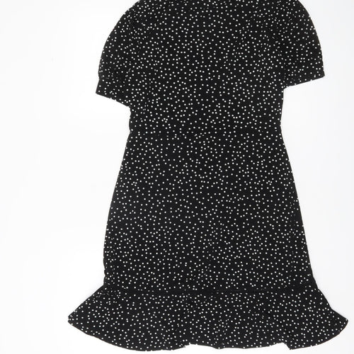 Warehouse Women’s Black Polka Dot Shift Dress Size 10 Short Sleeve