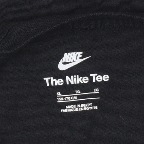 Nike Boys Black XL Regular Fit Sports Logo T-Shirt