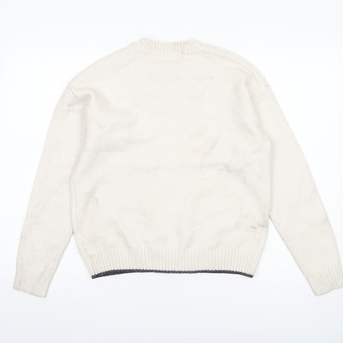Marks and Spencer Womens Ivory Star Jumper Pullover Small Wool Blend