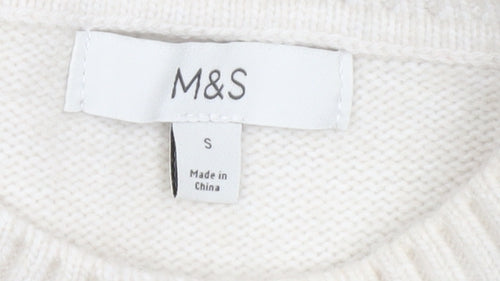Marks and Spencer Womens Ivory Star Jumper Pullover Small Wool Blend