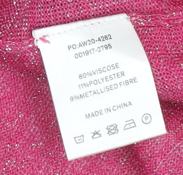 Hush Womens Pink Glitter Collared Polo Top Short Sleeve Size S