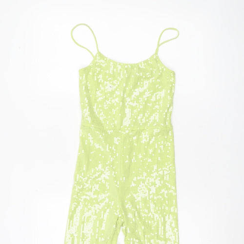 Motel Womens Green Sequin Playsuit XS Slim Fit Summer Party
