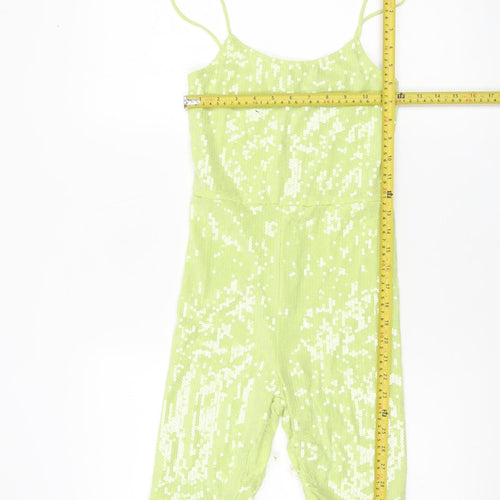 Motel Womens Green Sequin Playsuit XS Slim Fit Summer Party