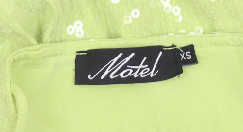 Motel Womens Green Sequin Playsuit XS Slim Fit Summer Party