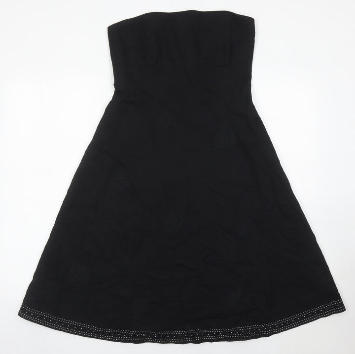 Jasper Conran Women’s Black Strapless A-Line Midi Dress Size 10