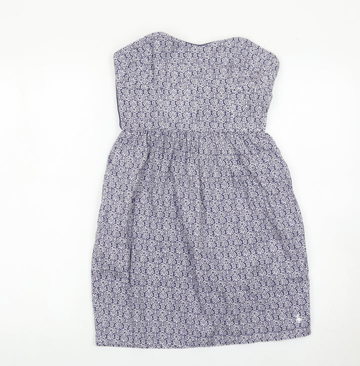 Jack Wills Women’s Blue Strapless Cotton Dress UK 8 Knee Length