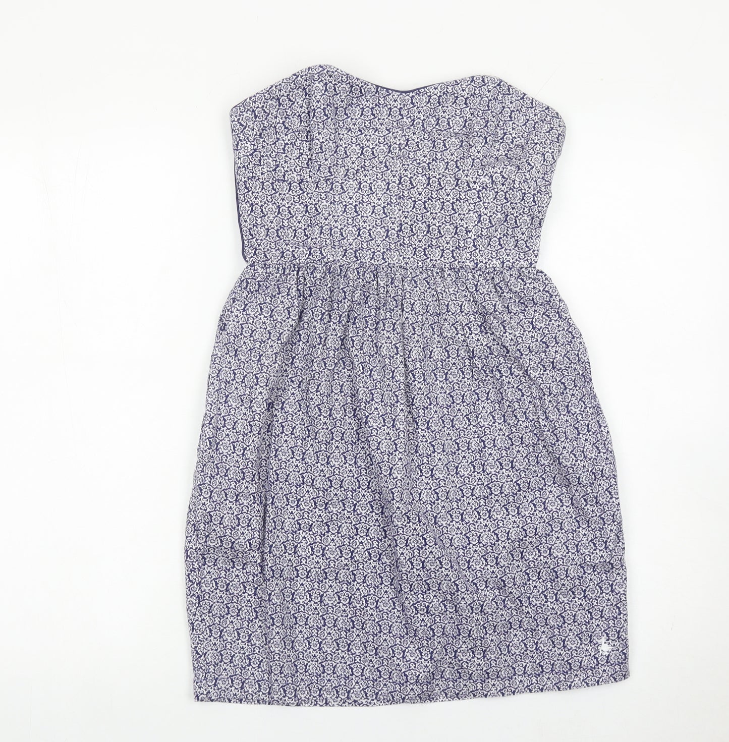 Jack Wills Women’s Blue Strapless Cotton Dress UK 8 Knee Length