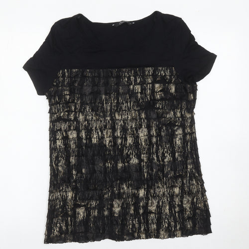 Bm Collection Womens Black Size 12 Scoop Neck Short Sleeve Blouse