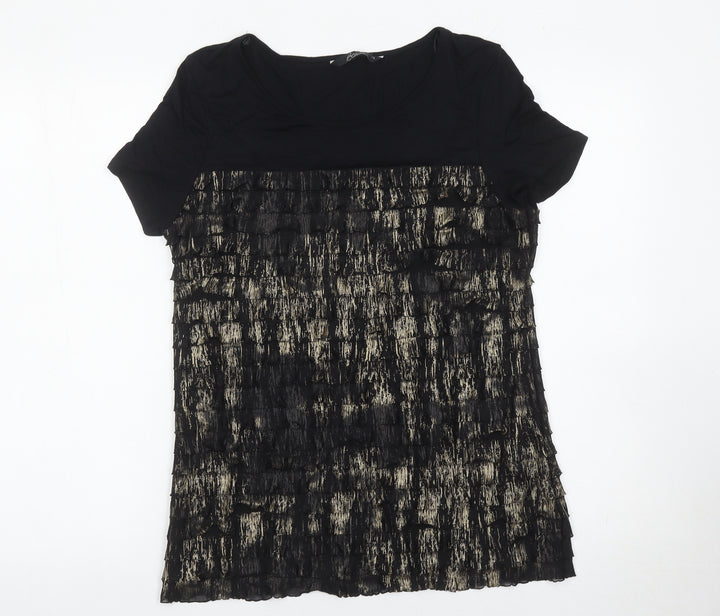 Bm Collection Womens Black Size 12 Scoop Neck Short Sleeve Blouse