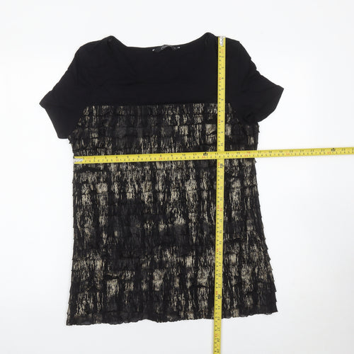 Bm Collection Womens Black Size 12 Scoop Neck Short Sleeve Blouse