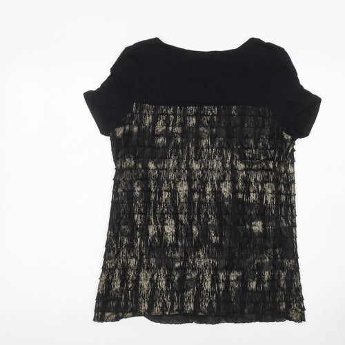 Bm Collection Womens Black Size 12 Scoop Neck Short Sleeve Blouse