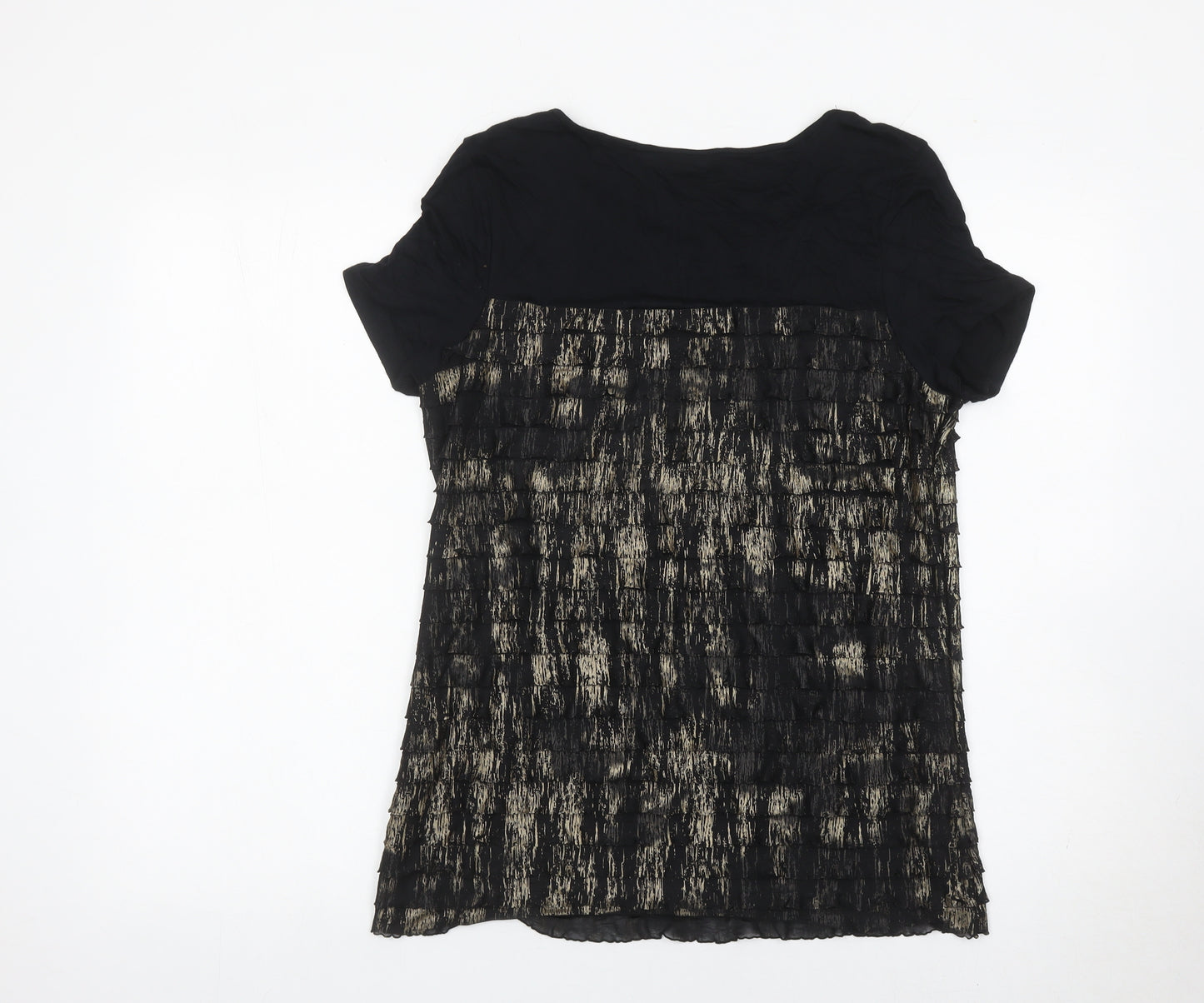 Bm Collection Womens Black Size 12 Scoop Neck Short Sleeve Blouse