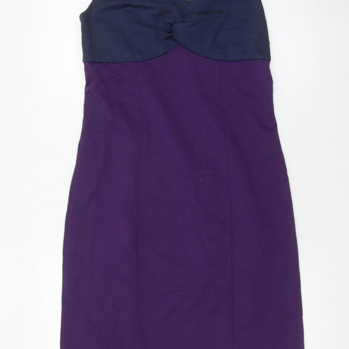 Boden Women’s Blue Purple Colourblock Sheath Dress Size 12 V-Neck