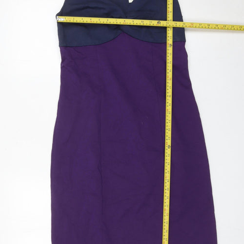 Boden Women’s Blue Purple Colourblock Sheath Dress Size 12 V-Neck