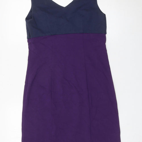 Boden Women’s Blue Purple Colourblock Sheath Dress Size 12 V-Neck