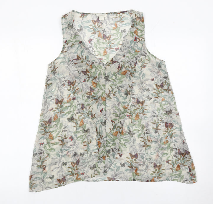 Monsoon Womens Multicoloured Butterfly Floral Chiffon Tank Top Size 10