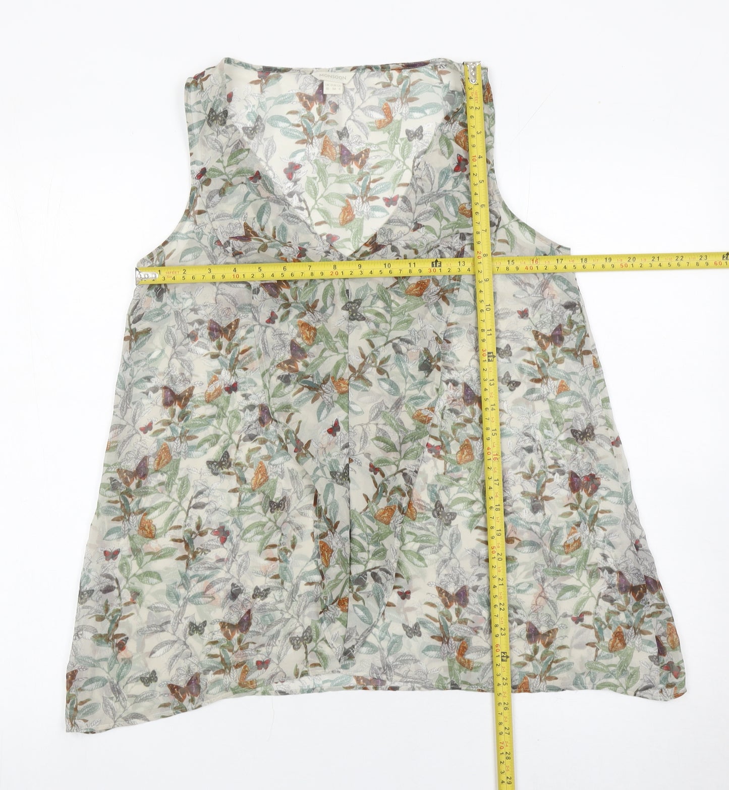 Monsoon Womens Multicoloured Butterfly Floral Chiffon Tank Top Size 10
