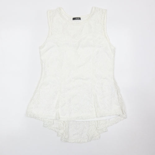 Quiz Womens White Lace Tunic Blouse Size 12 Sleeveless Summer Top
