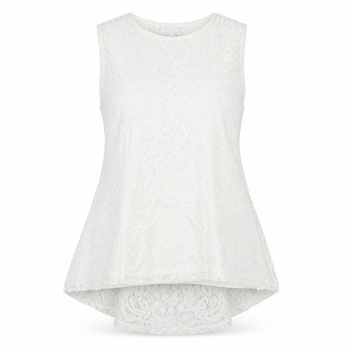 Quiz Womens White Lace Tunic Blouse Size 12 Sleeveless Summer Top
