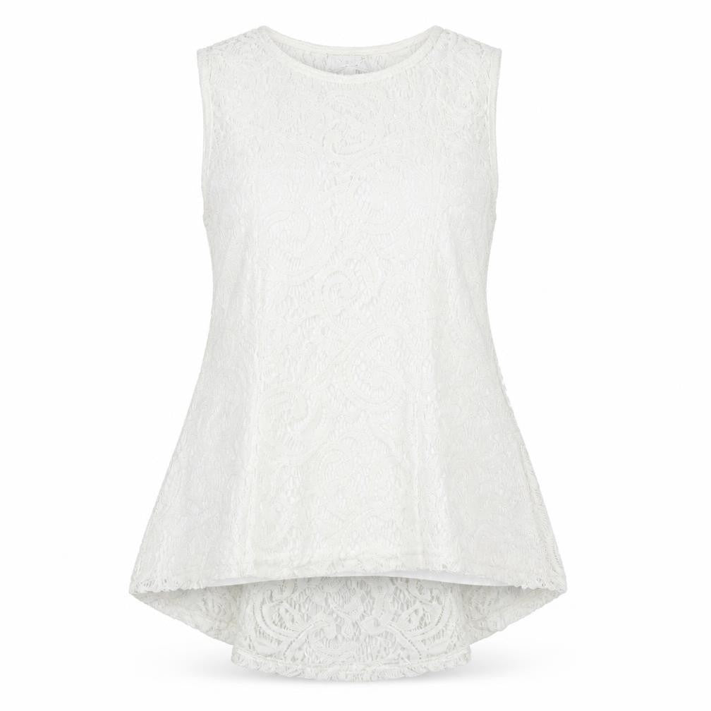Quiz Womens White Lace Tunic Blouse Size 12 Sleeveless Summer Top