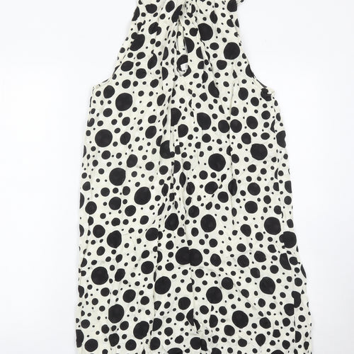 River Island Women’s Black White Polka Dot Halter Shift Dress UK 12