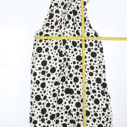 River Island Women’s Black White Polka Dot Halter Shift Dress UK 12