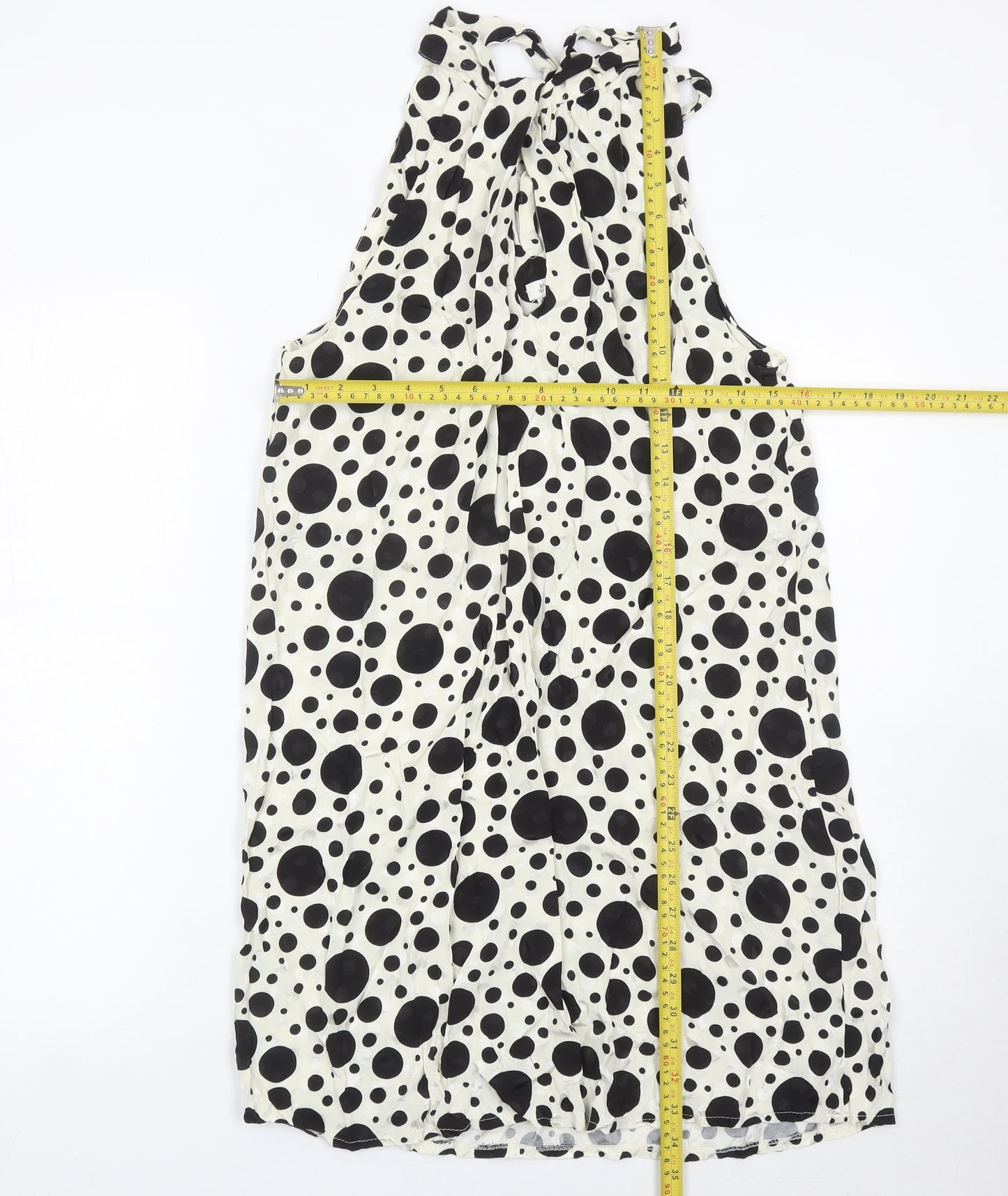 River Island Women’s Black White Polka Dot Halter Shift Dress UK 12