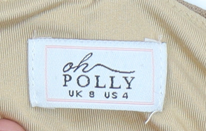 Oh Polly Women’s Beige Cropped Puff Sleeve Blouse UK 8 Party Top