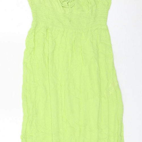 Topshop Women Green Cotton Maxi Midi Summer Dress Size S