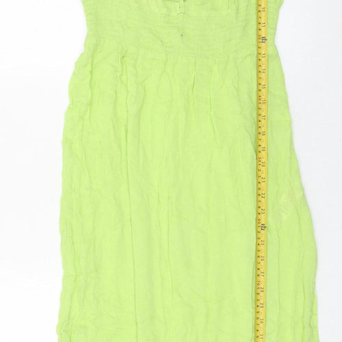 Topshop Women Green Cotton Maxi Midi Summer Dress Size S