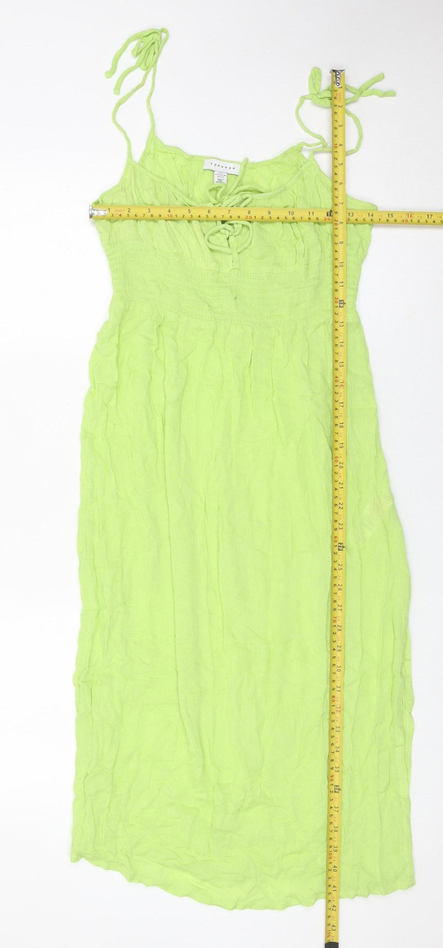 Topshop Women Green Cotton Maxi Midi Summer Dress Size S