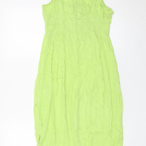 Topshop Women Green Cotton Maxi Midi Summer Dress Size S