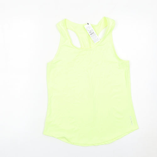 Decathlon Womens Yellow Racerback Tank Top S Athletic Fit