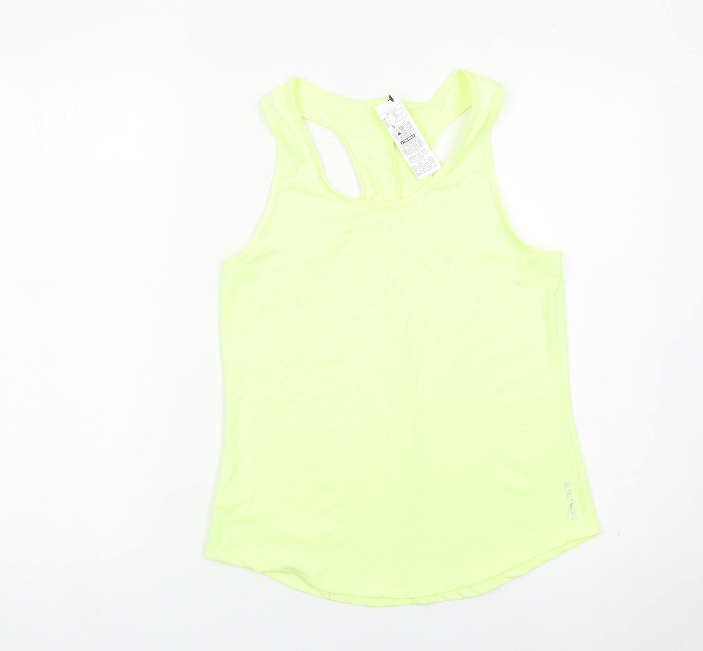 Decathlon Womens Yellow Racerback Tank Top S Athletic Fit