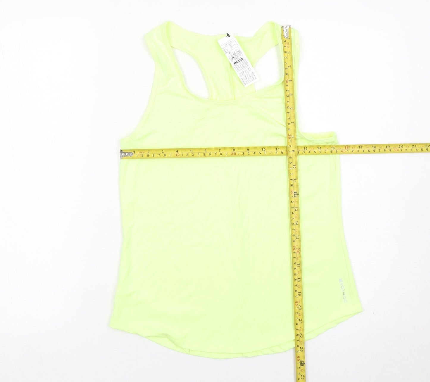 Decathlon Womens Yellow Racerback Tank Top S Athletic Fit