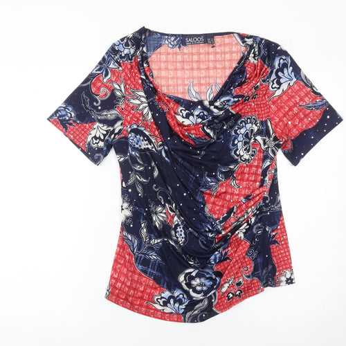 Saloos Womens Multicoloured Floral Tunic Blouse UK 14 Cowl Neck