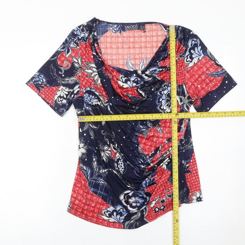 Saloos Womens Multicoloured Floral Tunic Blouse UK 14 Cowl Neck