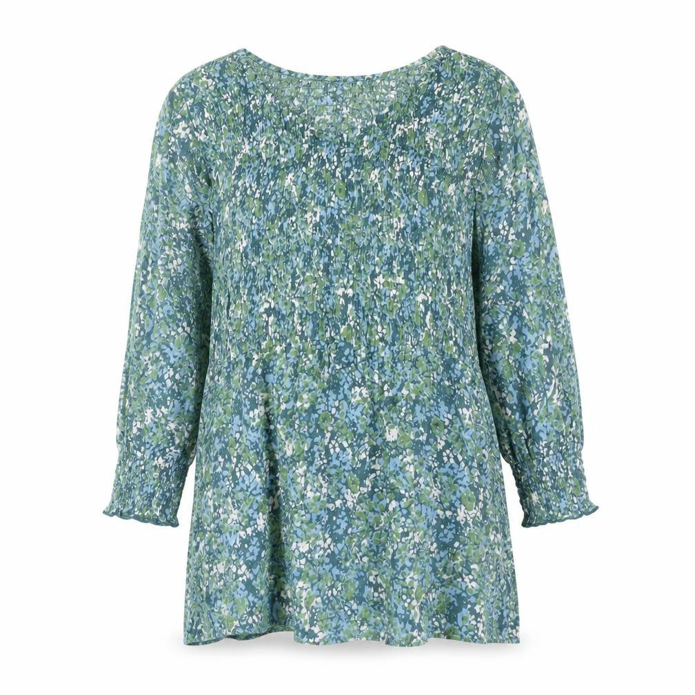 Front view of Cerulean Women’s Multicoloured Floral Tunic Blouse, size UK 10