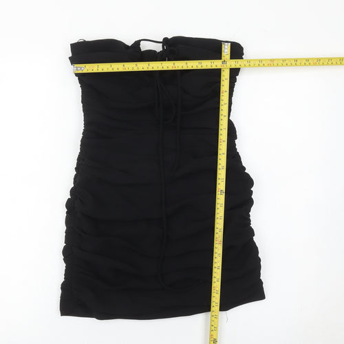 Zara Women Black Size 8 Strapless Bodycon Ruched Short Dress